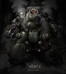  3d absurdres arm_cannon armor black_background bolt_(hardware) caterpillar_tracks character_name commentary copyright_name english_commentary fallout fallout_4 full_body glowing glowing_eyes green_armor highres mecha mecha_focus multiple_legs no_humans non-humanoid_robot official_art one-eyed red_eyes robot science_fiction sentry_bot_(fallout) signature simple_background smoke smoking_barrel steam straight-on tube variant_set vsions weapon x-ray zbrush_(medium) 