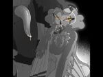 after_sex animal_genitalia anthro anthro_on_anthro avian beak bedroom_eyes big_penis biped bird black_background bodily_fluids chest_tuft cum cum_on_body cum_on_face cum_on_hand cum_on_penis digital_drawing_(artwork) digital_media_(artwork) duo eared_owl eyelashes faceless_character faceless_male feathered_wings feathers female female_anthro finger_in_mouth fingers flammeusia fluffy genital_fluids genitals great_grey_owl half-closed_eyes half-erect hand_on_head hi_res kneeling larger_male looking_at_viewer male male/female male_anthro monochrome narrowed_eyes nebulowl owl penis rozalid seductive short-eared_owl simple_background size_difference smaller_female spot_color strix_(genus) tail tail_feathers tapering_penis true_owl tuft winged_arms wings yellow_eyes
