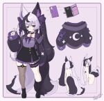 2025 2_tails :< accessory alternative_fashion animal_humanoid anthro asymmetrical_footwear asymmetrical_legwear black_body black_fur black_hair blouse boots border bottomwear bow_ribbon bow_tie canid canid_humanoid canine canine_humanoid cellphone choker clothed clothing colored_nails crescent_moon dipstick_tail electronics emanata female footwear fox_humanoid fur garter_straps gesture goth gothic_lolita hair hair_accessory hair_bow hair_ribbon half-closed_eyes hand_gesture hi_res humanoid inner_ear_fluff j-fashion jewelry legband legwear lolita_(fashion) long_hair looking_back mammal mammal_humanoid markings mismatched_socks model_sheet moon mooni_(skecchiart) multi_tail multicolored_hair nails narrowed_eyes necklace nipple_tape nude oversized_clothing pale_skin pasties phone phone_case pigtails purple_body purple_eyes purple_fur purple_nails ribbons shoes signature skecchiart skirt smartphone socks solo standing stockings sweater tail tail_markings tail_motion tailwag tape topwear tuft two_tone_hair v_sign white_body white_border white_fur white_hair