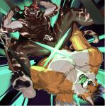  anal anal_penetration anthro canid canine chastity_cage chastity_cage_only chastity_device chastity_device_only duo felid fox genitals glowing glowing_genitalia glowing_penis green_penis green_tongue hair hi_res holding_legs_up looking_pleasured male male/male mammal multicolored_body muscular muscular_male nude orange_body panicked_look pawpads penetration penis prehistoric_species red_hair saber-toothed_tiger sex_swing simone_parker tongue wearing_chastity_cage wearing_chastity_device 