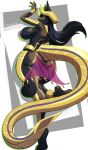 2026 5_fingers absurd_res anklet anthro bangs belly_dancer big_breasts big_butt black_body black_hair black_scales black_sclera bracelet breasts butt capcom claws elder_dragon feet female fingers gold_body gold_scales hair hi_res hieroglyphic_text horn huge_breasts huge_butt jewelry long_hair looking_back markings monster_hunter nef-garmat nefertiti_(anaitadraws) nipple_tassels on_one_leg pasties raised_calf raised_leg red_eyes scales scalie sem-l-grim signature soles standing tail tassels thick_thighs tiptoes toe_claws wide_hips