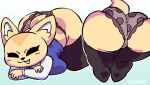 2026 aggretsuko animated anthro ass_up big_butt bouncymae butt canid canine clothed clothed_anthro clothed_female clothing eyebrows eyelashes female female_anthro fennec_fox fenneko fingers fox gradient_background legwear mammal panties sanrio shaking_butt shirt shortstack shortstack_female simple_background smile solo tail thick_thighs topwear true_fox underwear