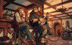 2022 alcohol anthro asinus badger barnaby_(vorell) barrel bartender beverage bottle bracelet candle clothed clothing container detailed_background digital_media_(artwork) donkey equid equine eyewear felid fingerless_gloves footwear furniture glasses gloves group hair handwear hare inside jewelry lagomorph leporid lion male mammal mane musical_instrument mustelid musteline pantherine paws playing_music reggie_(vorell) sandals shamerli shoes signature stool string_instrument tail tail_tuft tankard tavern tibald tuft whiskers wood