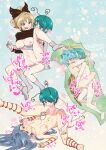  antennae blonde_hair blue_hair breasts censored commentary_request commission eternity_larva genderswap genderswap_(ftm) green_hair heart heart-shaped_pupils himemushi_momoyo hug kurodani_yamame long_hair nipples pixiv_commission red_eyes sex shikido_(khf) shirt short_hair socks symbol-shaped_pupils touhou white_shirt white_socks wriggle_nightbug 