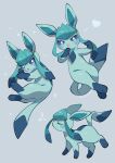 2026 absurd_res ambiguous_gender blue_body blue_ears blue_eyes blue_fur blue_tail blush digital_media_(artwork) dipstick_tail eeveelution eyes_closed feral fur generation_4_pokemon glaceon gloves_(marking) heart_symbol hi_res leg_markings mammal markings musical_note musical_symbol nintendo nullma open_mouth pokemon pokemon_(species) signature simple_background socks_(marking) solo symbol tail tail_markings tongue tongue_out