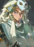 1girl blue_eyes chinese_commentary closed_mouth commentary_request highres long_hair long_sidelocks looking_to_the_side muyihui original sidelighting sidelocks solo sunlight upper_body white_hair 