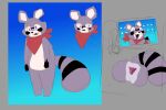 2024 3:2 4_fingers absurd_res anthro big_butt black_hands black_nose black_stripes blue_background buleruby butt buttplug colored_sketch digital_creature digital_drawing_(artwork) digital_media_(artwork) english_description fangs featureless_crotch fingers flat_colors fur grey_body grey_fur grey_tail heart_symbol hearts_around_head hi_res hunched_over hybrid indigo_park kerchief kerchief_only male male_anthro mammal markings mostly_nude mostly_nude_anthro mostly_nude_male multicolored_body multicolored_fur multiple_images neckerchief neckerchief_only neckwear open_mouth open_smile plug_(sex_toy) procyonid pupils purple_eyes purple_tongue raccoon rambley_raccoon red_kerchief red_neckerchief screen sex_toy simple_background sketch smile solo standing striped_markings striped_tail stripes tail tail_markings teeth tongue two_tone_tail white_body white_fur white_inner_ear white_pupils