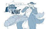 abs absurd_res anthro balls big_balls big_penis blush bodily_fluids canid canine canis clothing dialogue dripping duo english_text epic_games erection expansion eyewear felid fortnite fur genital_expansion genital_fluids genitals glans hat headgear headwear hi_res huge_balls huge_penis humanoid_genitalia humanoid_penis hyper hyper_balls hyper_genitalia hyper_penis lalonjuas male male/male male_anthro mammal monochrome muscular muscular_anthro muscular_male nude oscar_(fortnite) pantherine pecs penis penis_expansion precum precum_drip simple_background speech_bubble sweat tail tail_motion tailwag text tiger vein veiny_penis wendell_(fortnite) white_background wolf