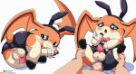 anal balls bandai_namco bedroom_eyes blue_eyes blush bodily_fluids bow_tie butt cloudeon digimon digimon_(species) duo erection feral fur genital_fluids genitals head_wings hi_res human male male/male male_penetrated male_penetrating male_penetrating_male mammal narrowed_eyes orange_body orange_fur patamon penetration penis perineum playboy_bunny playboy_outfit precum seductive sex tapering_penis unusual_wing_placement wings