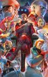 absurdres aiguille_delaz akiman axis_(gundam) blex_forer blonde_hair boots char_aznable commentary_request crossed_legs crossover general_revil gihren_zabi gloves gundam gundam_gihren_no_yabou haman_karn hat highres military_hat military_uniform multiple_boys neo_zeon on_throne paptimus_scirocco science_fiction simple_background sitting throne white_gloves 