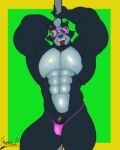 2022 4:5 abs anthro areola artist_logo artist_name badger barazoku border bulge clothed clothing crossdressing disney eyewear fingers flaccid front_view fur genitals gravity_falls green_background grey_body grey_fur hi_res humanoid_hands logo looking_at_viewer low-angle_view male mammal muscular muscular_anthro muscular_arms muscular_male mustelid musteline nipples open_mouth open_smile pecs penis pink_clothing pink_eyewear pink_thong pink_underwear pinup pole portrait pose simple_background smile solo standing stripper stripper_pole terrethemageslayer text thong three-quarter_portrait tongue tongue_out topless topless_anthro topless_male underwear watermark will_e._badger yellow_border