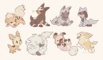  &gt;_&lt; artist_name closed_eyes fangs fur furfrou gen_1_pokemon gen_2_pokemon gen_3_pokemon gen_4_pokemon gen_5_pokemon gen_6_pokemon gen_7_pokemon gen_8_pokemon grey_eyes growlithe houndour lillipup looking_down looking_to_the_side lying no_humans on_back open_mouth pokemon pokemon_(creature) poochyena riolu rockruff sitting tongue tongue_out yamper yurano_(upao) 