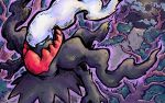  bare_tree black_eyes blue_sclera cloud commentary_request darkrai eclipse gen_4_pokemon glowing grass highres j-dragon looking_to_the_side moon mythical_pokemon no_humans outdoors path pokemon pokemon_(creature) tree 
