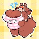  ? animal_crossing anthro apron apron_only areola big_breasts big_butt bodily_fluids boxmingle breasts brown_areola brown_body brown_fur butt clothing eulipotyphlan eyelashes female fur hedgehog huge_breasts huge_butt looking_at_viewer mammal mostly_nude nintendo obese obese_anthro obese_female overweight overweight_anthro overweight_female sable_able solo sweat sweatdrop video_games 