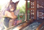  animal_ears azur_lane japanese_clothes kitsune no_bra shibaebi_(yasaip_game) shinano_(azur_lane) tail 