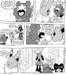  baby_pok&eacute;mon badge bennet_(clockwork_journeys) bidoof comic dialogue eevee female greyscale hi_res koray_(clockwork_journeys) male monochrome nintendo pok&eacute;mon pok&eacute;mon_(species) pok&eacute;mon_mystery_dungeon riolu speech_bubble text video_games vivian_(clockwork_journeys) xetajts 