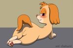  anus bird_dog blush caluriri canid canine canis cocker_spaniel domestic_dog female feral genitals hunting_dog loking_at_viewer mammal paw_patrol pink_eyes pussy simple_background simple_shading skye_(paw_patrol) solo spaniel 