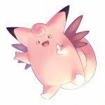  :d clefable commentary creature dated_commentary full_body gen_1_pokemon looking_at_viewer no_humans open_mouth pokemon pokemon_(creature) sayshownen simple_background smile solo twitter_username watermark white_background 