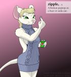  2020 angry anthro beverage_can blonde_hair breasts clothed clothing cybercorn_entropic cynthia_boggs definition english_text female fur green_eyes hair mammal meme meme_clothing mouse murid murine pink_background rodent side_boob simple_background sniglets solo sweater text topwear virgin_killer_sweater whiskers white_body white_fur 