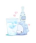  black_eyes bottle bug calpis creature cup gen_8_pokemon heart ice ice_cube pokemon pokemon_(creature) punico_(punico_poke) shadow simple_background snom solo white_background 