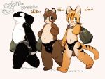  2020 anthro bebebebebe black_body black_skin brown_body brown_fur bulge canid canine cetacean clothing delphinoid domestic_cat felid feline felis fur group japanese_text male mammal marine navel oceanic_dolphin orange_body orange_fur orca raccoon_dog simple_background slightly_chubby swimming_goggles swimwear text toothed_whale walking white_body white_fur white_skin young 