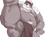  12beat13 2020 anthro anus balls belly bulge butt clothing genitals kemono kimun_kamui_(tas) loincloth male mammal moobs navel nipples overweight overweight_anthro overweight_male penis simple_background solo tokyo_afterschool_summoners ursid video_games white_background 