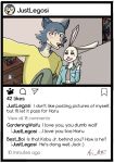  anthro ari_a1357 arthropod beastars beetle blush brown_body brown_fur canid canine canis cervid clothed clothing comment crouching duo duo_focus english_text female feral fur gesture grey_body grey_fur group hand_on_arm haru_(beastars) insect juno_(beastars) kissing lagomorph legoshi_(beastars) leporid looking_at_viewer louis_(beastars) making_out male male/female mammal multicolored_body multicolored_fur pet pillarbox rabbit scar selfie shirt smile social_media t-shirt teeth text topwear two_tone_body two_tone_fur white_body white_fur wolf 