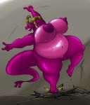  anthro bartok_the_magnificent big_breasts breasts dancing dragon female genitals ludmilla_(bartok) overweight overweight_anthro overweight_female pussy shinysteel slightly_chubby solo 