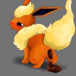  1:1 ambiguous_gender blush bodily_fluids crouching eeveelution feces feral flareon hi_res line_art looking_back nekosuna5115 nintendo open_mouth pok&eacute;mon pok&eacute;mon_(species) pooping saliva scat simple_background solo tears video_games 