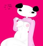  anthro apandah big_breasts blush breasts clothed clothing female fur giant_panda hi_res humanoid intersex intersex/intersex looking_at_viewer mammal meme mochagato nipples simple_background solo ursid white_body white_fur youtube youtuber 