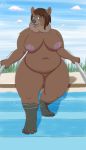  absurd_res anthro big_breasts breasts brown_bear brown_body brown_fur digital_media_(artwork) female fur hair hi_res mammal nipples nude obese obese_anthro obese_female overweight overweight_anthro overweight_female poolside slightly_chubby smile solo thick_thighs ursid ursine whooperscooper wide_hips 