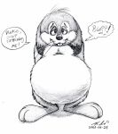  aldi anthro belly big_belly black_and_white dialogue ears_down lagomorph leporid looking_at_viewer male mammal monochrome overweight overweight_anthro overweight_male pivoted_ears rabbit sad sketch solo stuffed_belly toony whiskers 