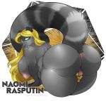  anthro anus bent_over big_butt blonde_hair butt female fsmaverick genitals green_eyes hair hi_res huge_butt looking_back mammal mature_female naomi_rasputin presenting procyonid pubes pussy raccoon raised_tail solo thick_thighs 