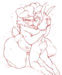  &lt;3 3_toes 5_fingers absurd_res age_difference anthro anthro_on_anthro big_breasts bodily_fluids breasts eyelashes eyes_closed female fingers floppy_ears fur hair hand_on_another&#039;s_head hi_res hug kissing kneeling lagomorph larger_female leporid male male/female mammal mcsweezy monochrome motion_lines ms._cabbage_(character) nude rabbit red_and_white romantic sex simple_background size_difference sketch smaller_male sweat tailwag tears thick_thighs toes white_background young 