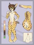  2020 3:4 4_toes 5_fingers acinothecheetah anthro brown_hair claws digital_media_(artwork) felid feline fingers fur green_eyes hair hi_res male mammal model_sheet pawpads serval solo spots spotted_body spotted_fur toe_claws toes 