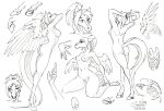 anthro breasts butt equid equine feathers female hooves horse mammal nipples pegasus pinup pose sketch sketch_page solo sunny_way traditional_media_(artwork) wings 