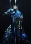  1boy armor artorias_the_abysswalker black_background blue_capelet breastplate capelet commentary_request cowboy_shot dark_souls faceless faceless_male facing_viewer faulds full_armor gauntlets greatsword greaves helmet highres holding holding_sword holding_weapon knight light_particles male_focus mrpk pauldrons planted_sword planted_weapon plume shoulder_armor solo souls_(from_software) standing sword waist_cape weapon 
