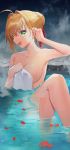  bathing breast_hold fate/grand_order naked onsen saber_extra towel tukise_33 wet 