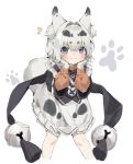  1girl animal_ear_fluff animal_ears bare_legs blush character_request hands_on_own_face looking_at_viewer mamemena short_hair smile solo white_hair 