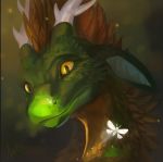  antanariva antlers digital_media_(artwork) dragon headshot_portrait hi_res horn orange_eyes portrait smile 