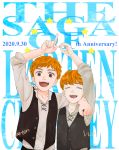  2boys arm_up brown_eyes child closed_eyes cousins larten_crepsley male_focus mine_akatsuki multiple_boys orange_hair short_hair smile the_saga_of_darren_shan the_saga_of_larten_crepsley vest vur_horston younger 