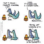  1:1 blue_body blue_fox_(foxes_in_love) blue_fur blue_tail canid canine comic couple_(disambiguation) dialogue duo english_text feral fox foxes_in_love fur green_body green_fox_(foxes_in_love) green_fur green_tail hi_res lamp male_(lore) mammal shadow simple_background text url 