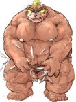  2020 anthro ashigara balls belly brown_body brown_fur fur genitals hi_res kemono kotobuki male mammal moobs musclegut nipples overweight overweight_male penis simple_background small_penis solo tokyo_afterschool_summoners ursid video_games white_background 