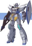  absurdres colored_pencil_(medium) facial_hair gun gundam highres holding holding_gun holding_weapon looking_up mecha mustache no_humans open_hand redesign shield solo traditional_media turn_a_gundam turn_a_gundam_(mobile_suit) weapon yellow_eyes ztb0000 