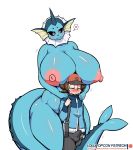  &lt;3 2020 anthro anthrofied big_breasts blush breasts clothed clothing duo eeveelution erection erection_under_clothing female hat headgear headwear hi_res huge_breasts human interspecies larger_anthro larger_female lollipopcon male mammal mature_female nintendo nude pok&eacute;mon pok&eacute;mon_(species) pok&eacute;philia size_difference smaller_human smaller_male text url vaporeon video_games wide_hips 