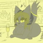  1:1 absurd_res alcohol anthro beverage domestic_cat felid feline felis female guest_avatar hi_res looking_at_viewer lying mammal monochrome nohmad relaxing solo wine wine_glass yellow_and_black 