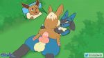  16:9 ambiguous_gender anal anal_penetration animated balls big_balls blush bodily_fluids cowgirl_position duo eevee ejaculation etrola genital_fluids genitals hi_res knot lucario male male/ambiguous nintendo on_bottom on_top penetration pok&eacute;mon pok&eacute;mon_(species) semi-anthro sex short_playtime video_games widescreen 
