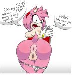  amy_rose angry anthro anus bottomless butt clothed clothing english_text female genitals hi_res looking_at_viewer panties panties_down presenting presenting_anus presenting_hindquarters presenting_pussy pussy simple_background solo sonic_the_hedgehog_(series) standing text tinydevilhorns underwear underwear_down 