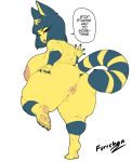  2020 5_fingers animal_crossing ankha_(animal_crossing) anthro anus areola big_breasts big_butt blue_hair breasts butt digital_media_(artwork) domestic_cat egyptian felid feline felis female fingers fur furrchan genitals hair hi_res huge_breasts looking_at_viewer looking_back mammal nintendo nipples nude on_one_leg open_mouth presenting presenting_anus presenting_hindquarters presenting_pussy pussy rear_view short_hair signature simple_background solo standing striped_tail stripes thick_thighs video_games white_background wide_hips yellow_body 