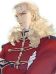  1boy blonde_hair blue_eyes close-up crossed_arms full_frontal gundam gundam_unicorn long_hair male_focus solo takeda_yuuko uniform white_background zeon 